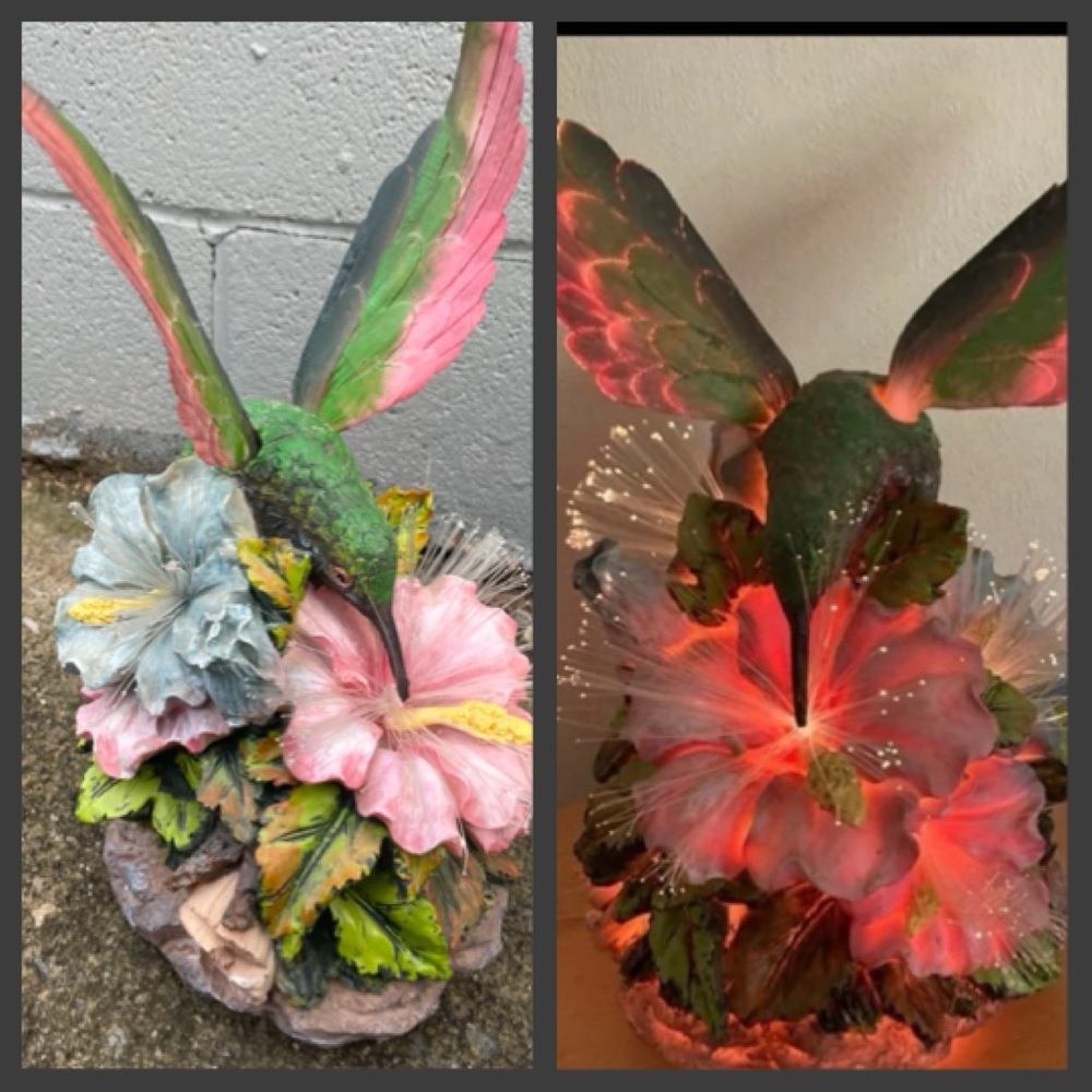 Vintage 13” De Capoli Collection Rare Hummingbirds Gorgeous Fiber Optic